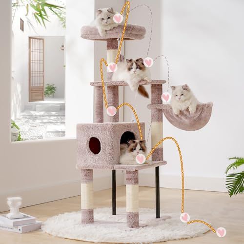 Heyblyキャットタワー 超スリム 高さ125cm 省スペース 猫タワー 高い