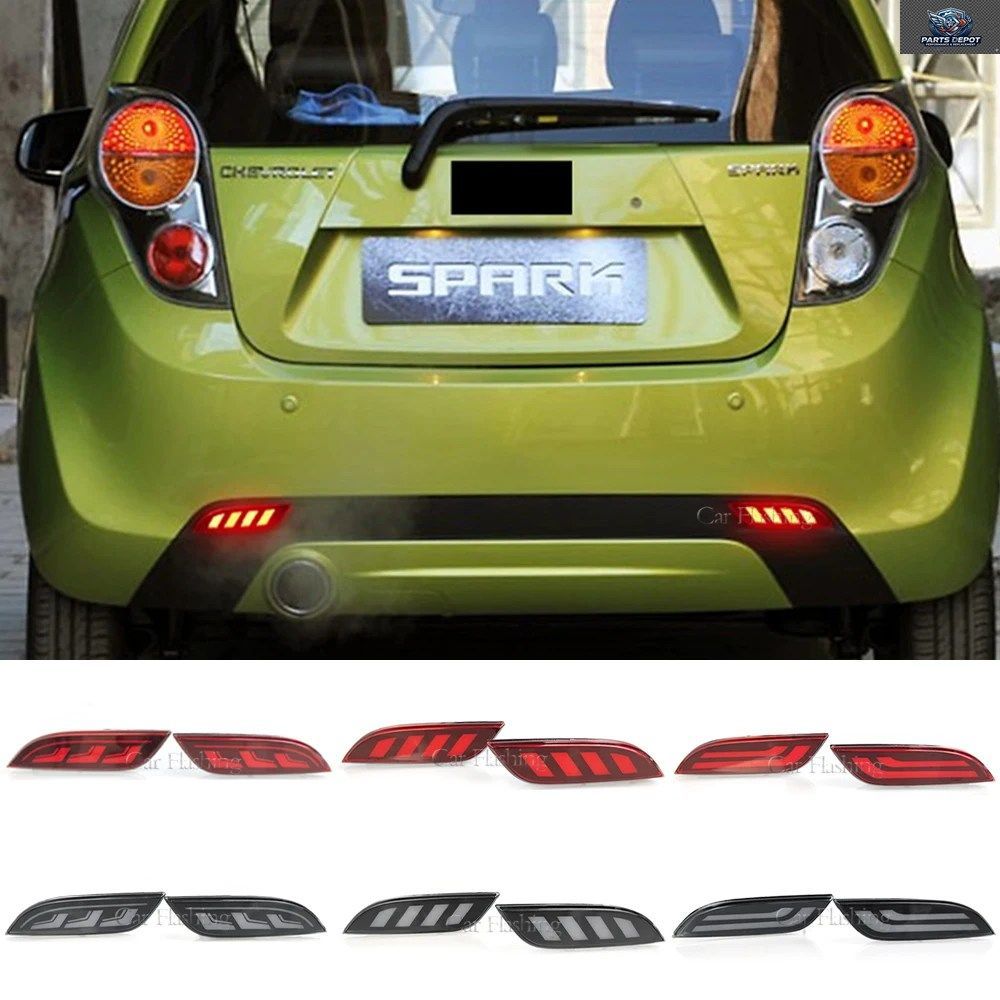 車用LEDリアバンパーリフレクターライト シボレー スパーク 2010 - 15 ダイナミックターンシグナルブレーキライト