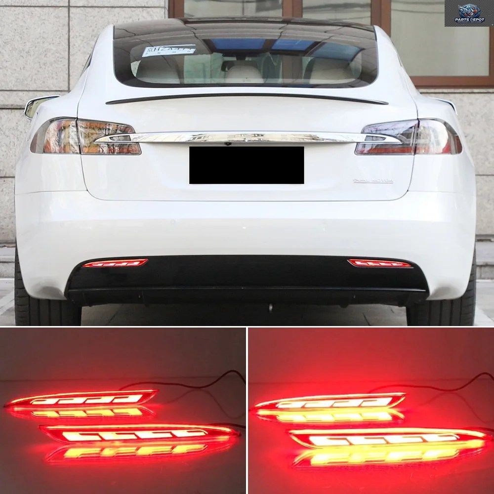 車の点滅LEDリアライト2個セット テスラ モデルS 2012 - 2019 - 22 ターンシグナルリフレクターバンパーランプブレーキライト