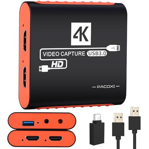 キャプチャーボードは4K HDMI パススルー機能を搭載しています 1080P 60Hz USB 3.0 ビデオゲーム キャプチャーカード 高速転送 低遅延 ゲーム実況生配信ライブ、ビデオ会議録画、リアルタイムストリーミング 画面共有 Switch PS5YZ