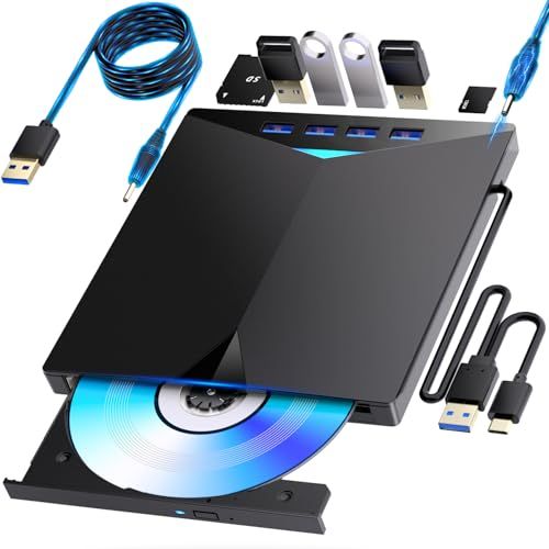 ブルーレイドライブ外付け！さらに速く軽く薄く安定性！】外付けブルーレイドライブ USB-A/C対応 BD/DVD/CD 再生・読み込み・書き込み対応 ポータブルBlu-rayプレーヤー Windows 7-11/Mac OSパソコン対応電源ケ f1b1f0d0