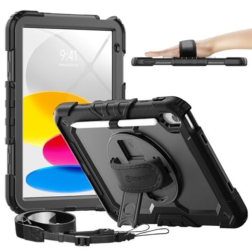 Timecity iPad 第11世代/第10世代 (A16) 専用ケース 耐衝撃 10.9/11インチ 2022/2025モデル ハンドグリップ/ショルダーストラップ付き 横置き/縦置き 360度回転スタンド ペン収納 仕事現場 保護フィル 4c99172e