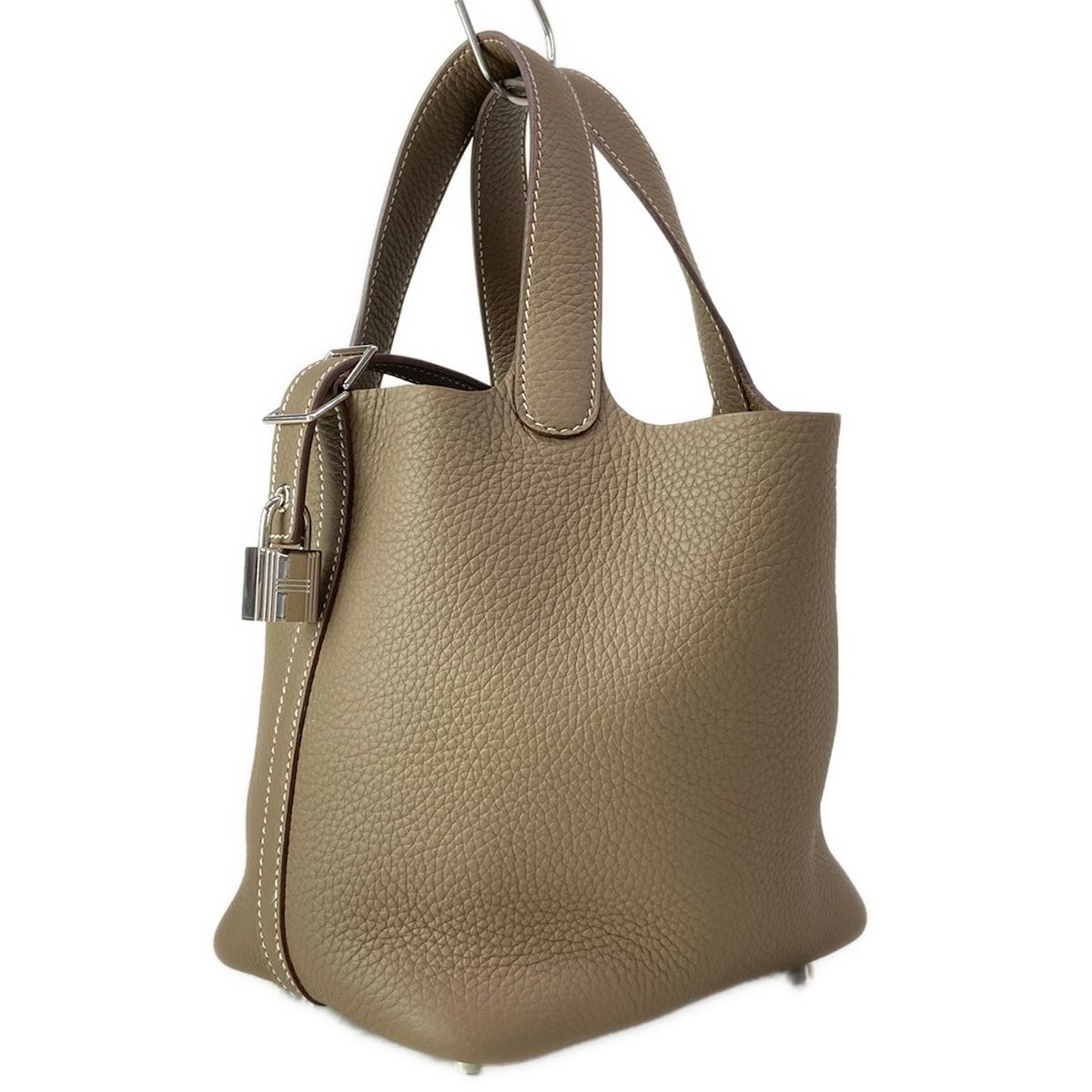 HERMES(エルメス) ハンドバッグ美品 ピコタンロックPM エトゥープ シルバー金具