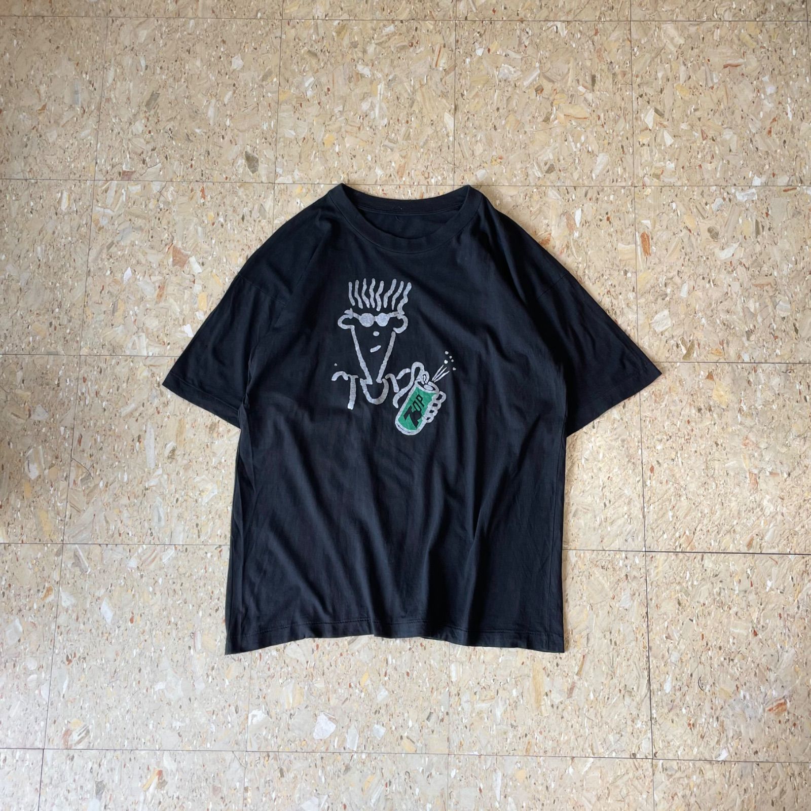 90s 【Fido Dido】 フィド・ディド 7up 企業 Tシャツ ブラック size.XL相当