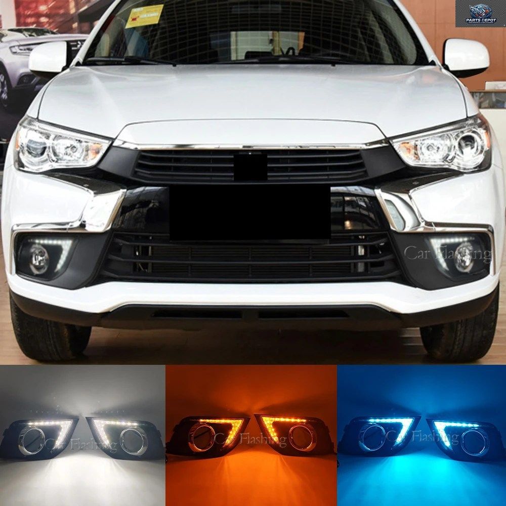 LEDデイタイムランニングライト 三菱アウトランダースポーツ ASX RVR 2016 - 19 DRLフォグランプカバー(ターンシグナル付き)