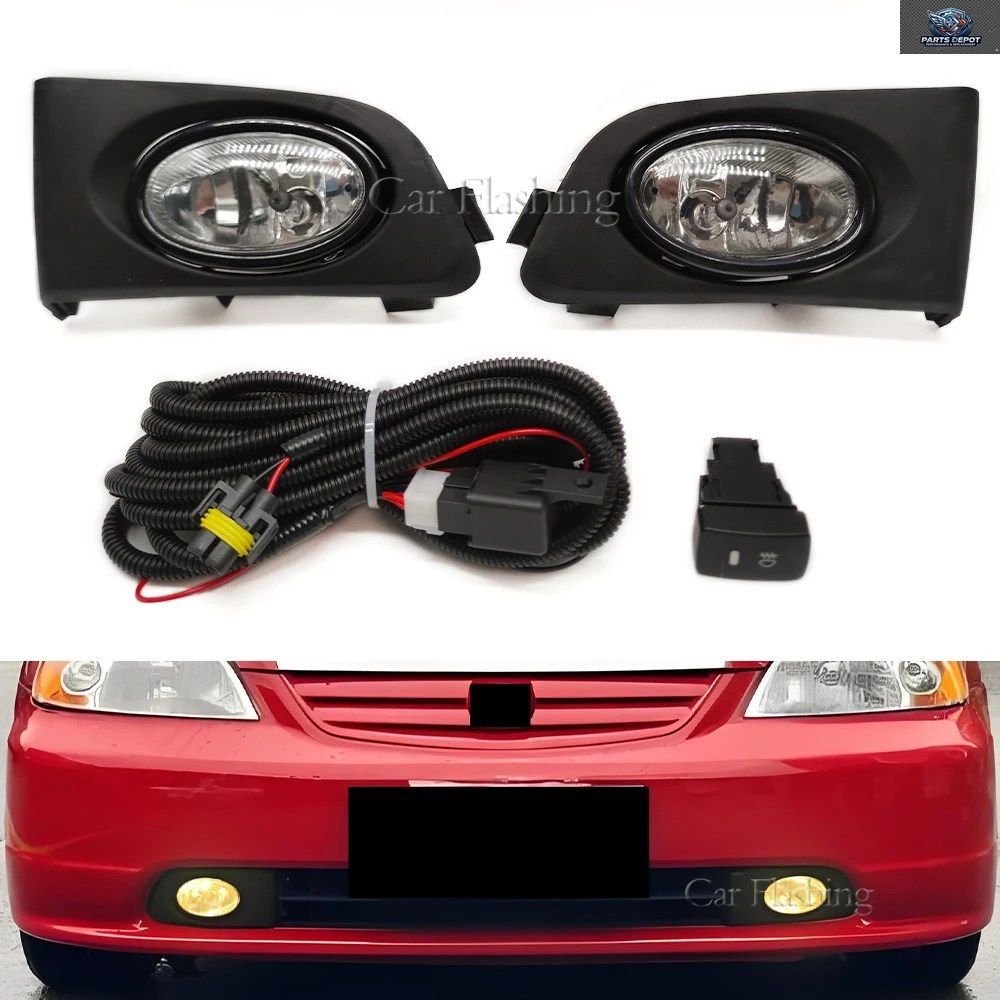車用LEDフロントバンパーライト ホンダ シビック 2001 2002 ES ドライブ フォグランプ ハーネスキット フォグライトカバー ワイヤースイッ