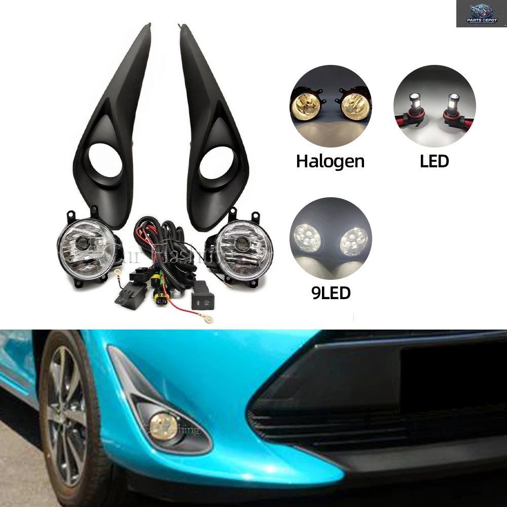 車用LEDフロントバンパーフォグライトフォグランプアセンブリトヨタアクアプリウス20182019ハーネス配線カバーグリルハロゲン