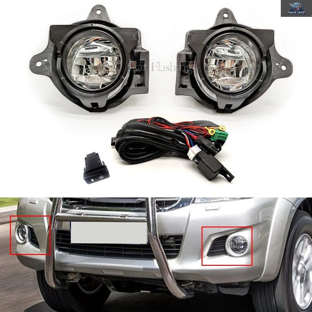 トヨタ ハイラックス ヴィーゴ MK7 2012 - 16 用 LED フロントバンパー フォグランプ 配線スイッチハーネスキット フォグランプカバー付き