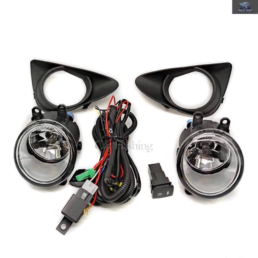 トヨタ ヤリス ハッチバック用 LED フォグランプ DRL 2012 2013 2014 配線スイッチハーネスキット エンジェルアイ フォグランプカバー付き