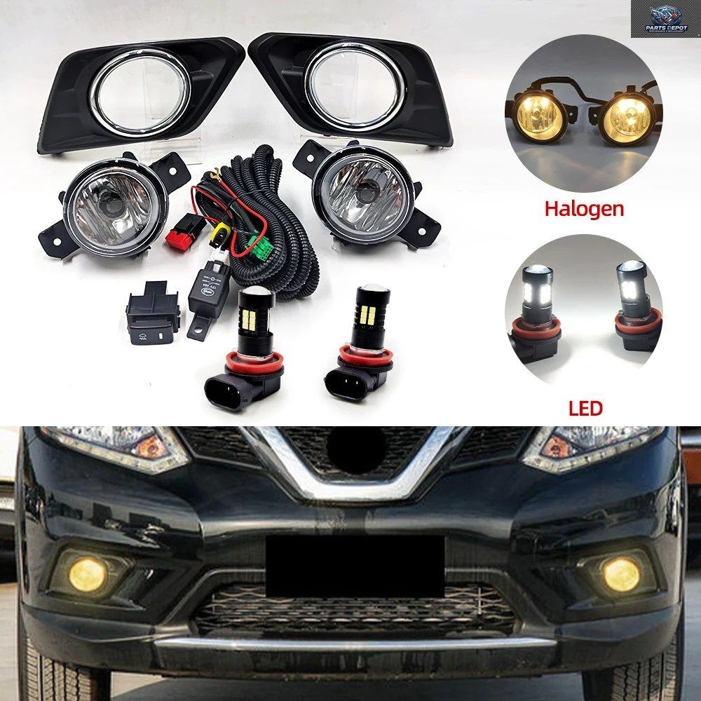日産エクストレイル T32 ローグ 2014 2015 2016 用 LED フォグランプ スイッチ ハーネス カバー 配線 ハロゲン フォグランプ
