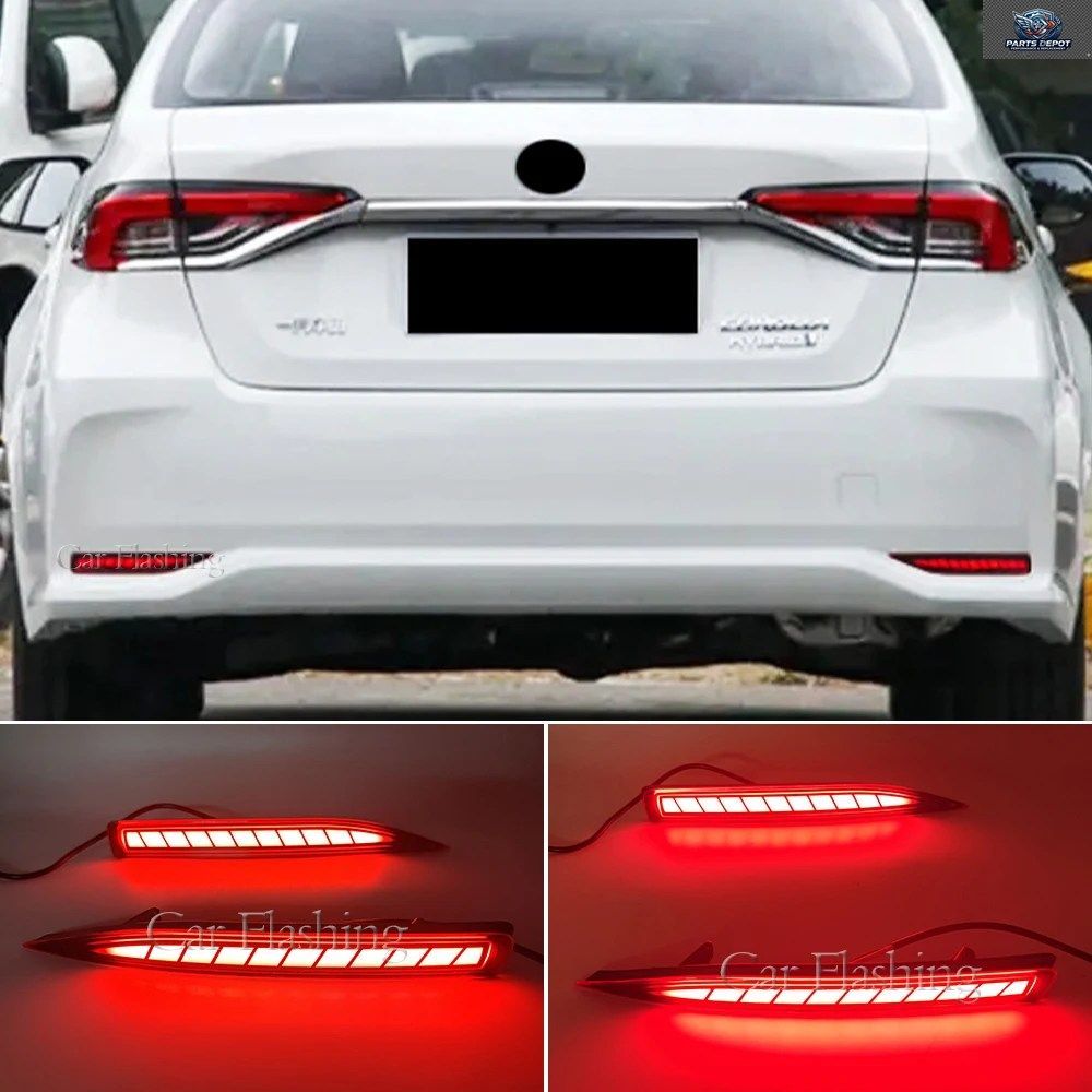 2個入り トヨタ カローラ アルティス 2019 - 24個のLEDリアフォグランプ バンパーライト ブレーキダイナミックターンシグナルリフレクター