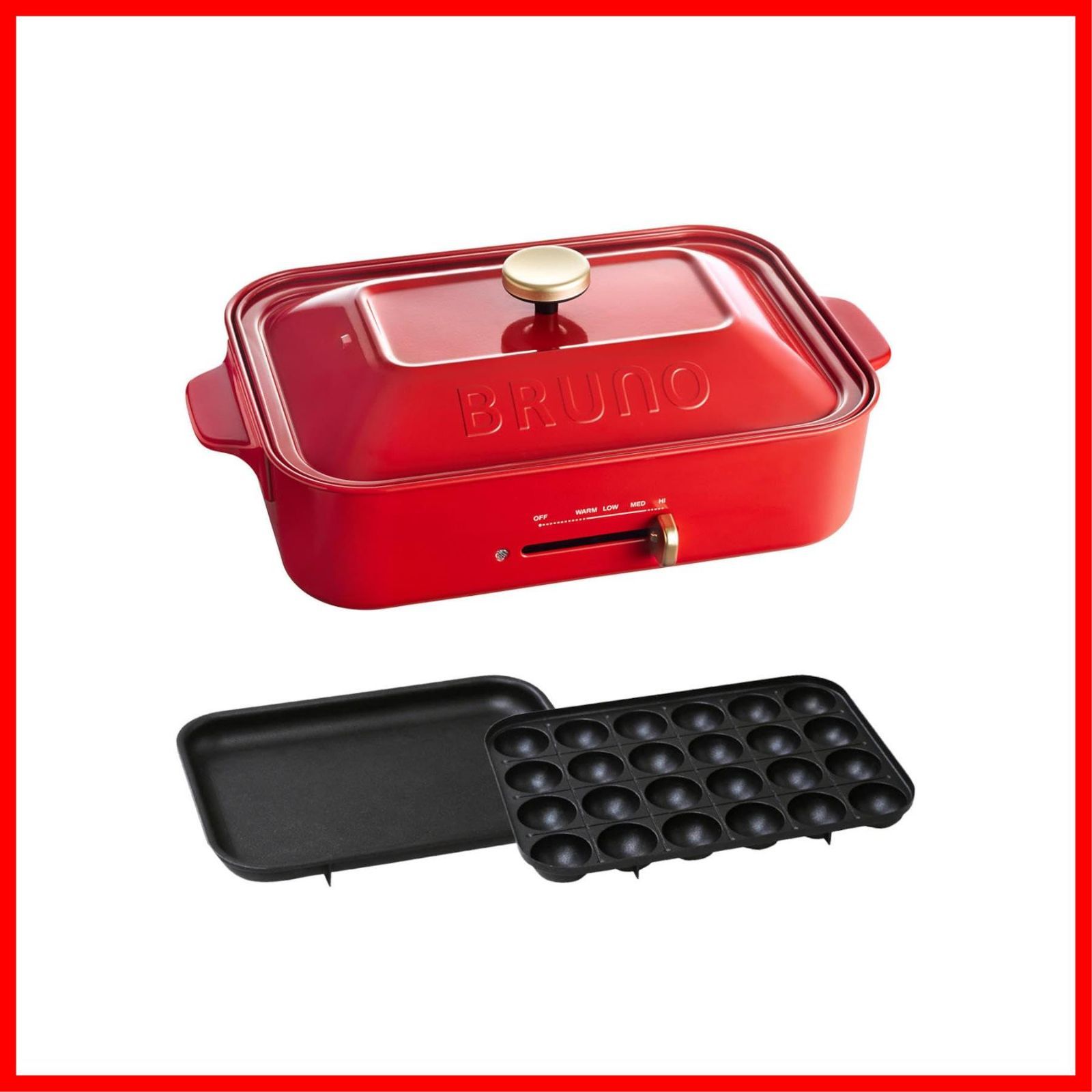 【人気商品】レッド コンパクトホットプレート BOE021-RD BRUNO