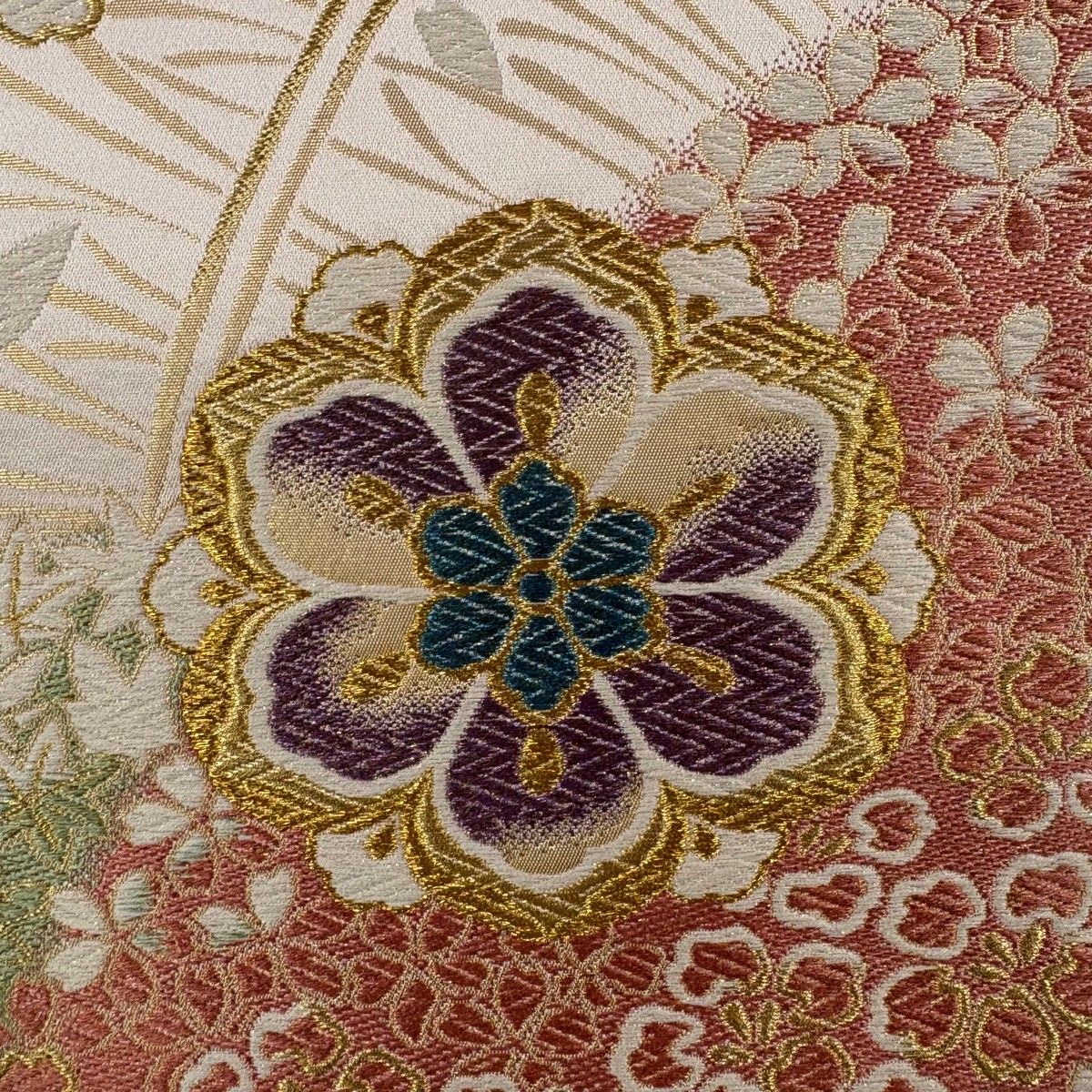 美品】 振袖 身丈160cm 裄丈67.5cm L 袷 袋帯フルセット 蝶 桜 金糸