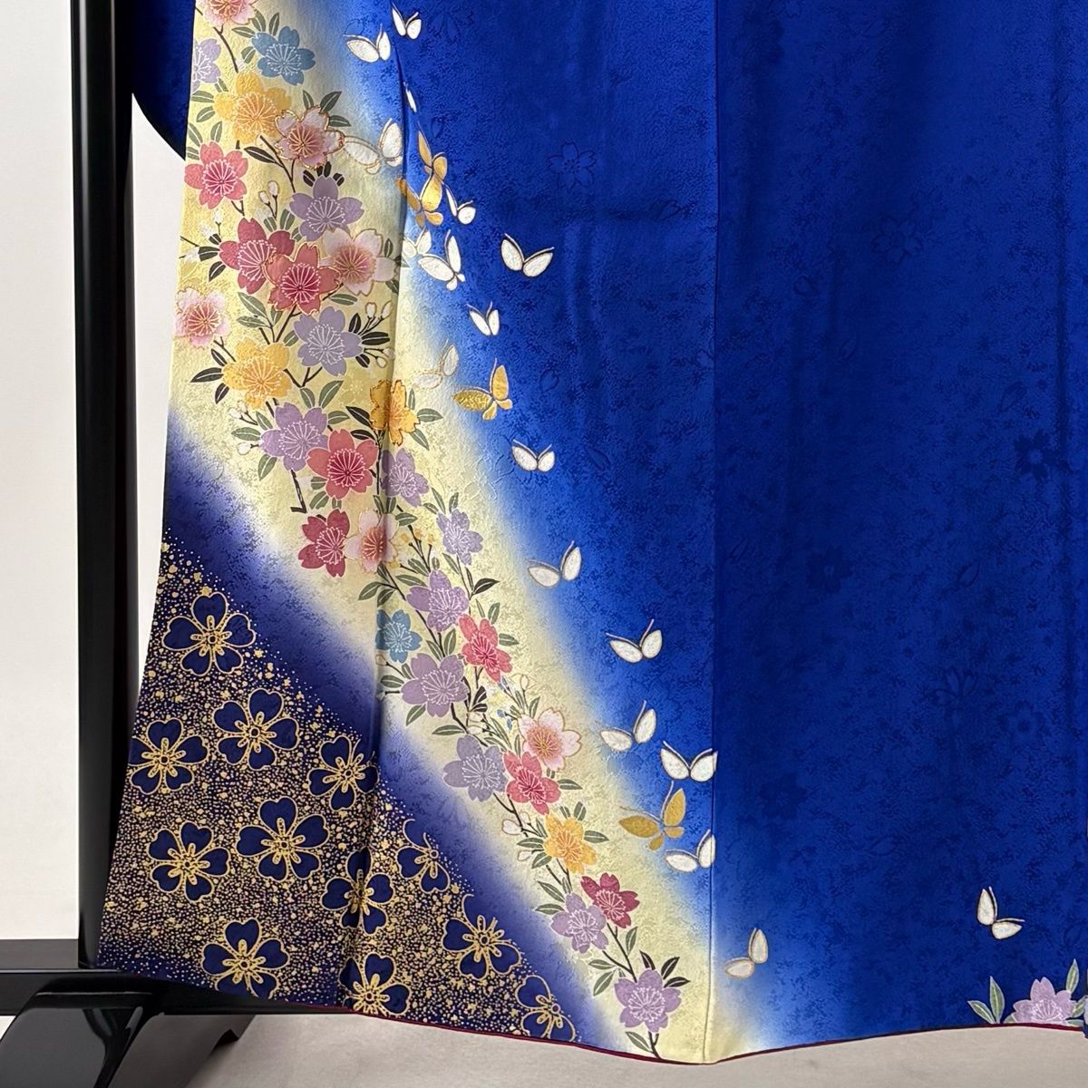 美品】 振袖 身丈160cm 裄丈67.5cm L 袷 袋帯フルセット 蝶 桜 金糸