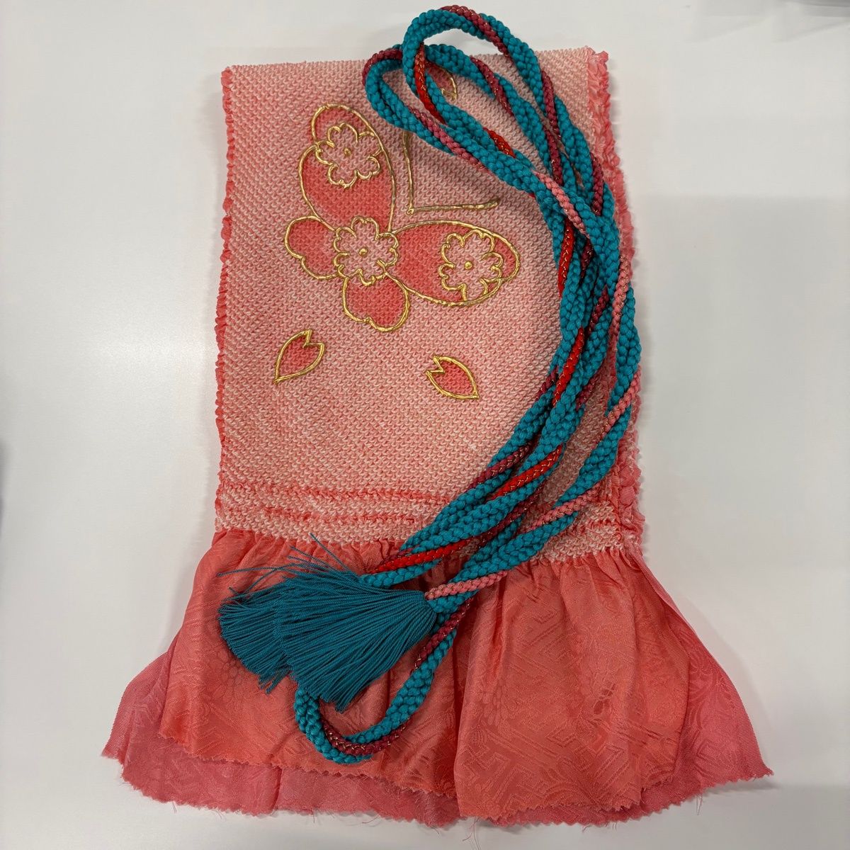美品】 振袖 身丈160cm 裄丈67.5cm L 袷 袋帯フルセット 蝶 桜 金糸