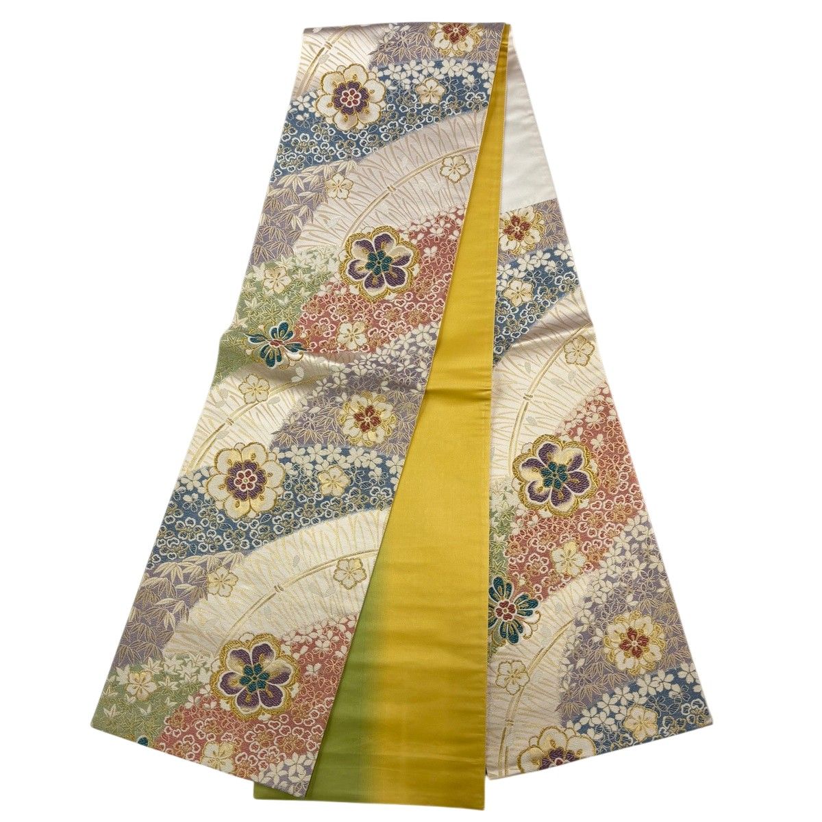 美品】 振袖 身丈160cm 裄丈67.5cm L 袷 袋帯フルセット 蝶 桜 金糸 