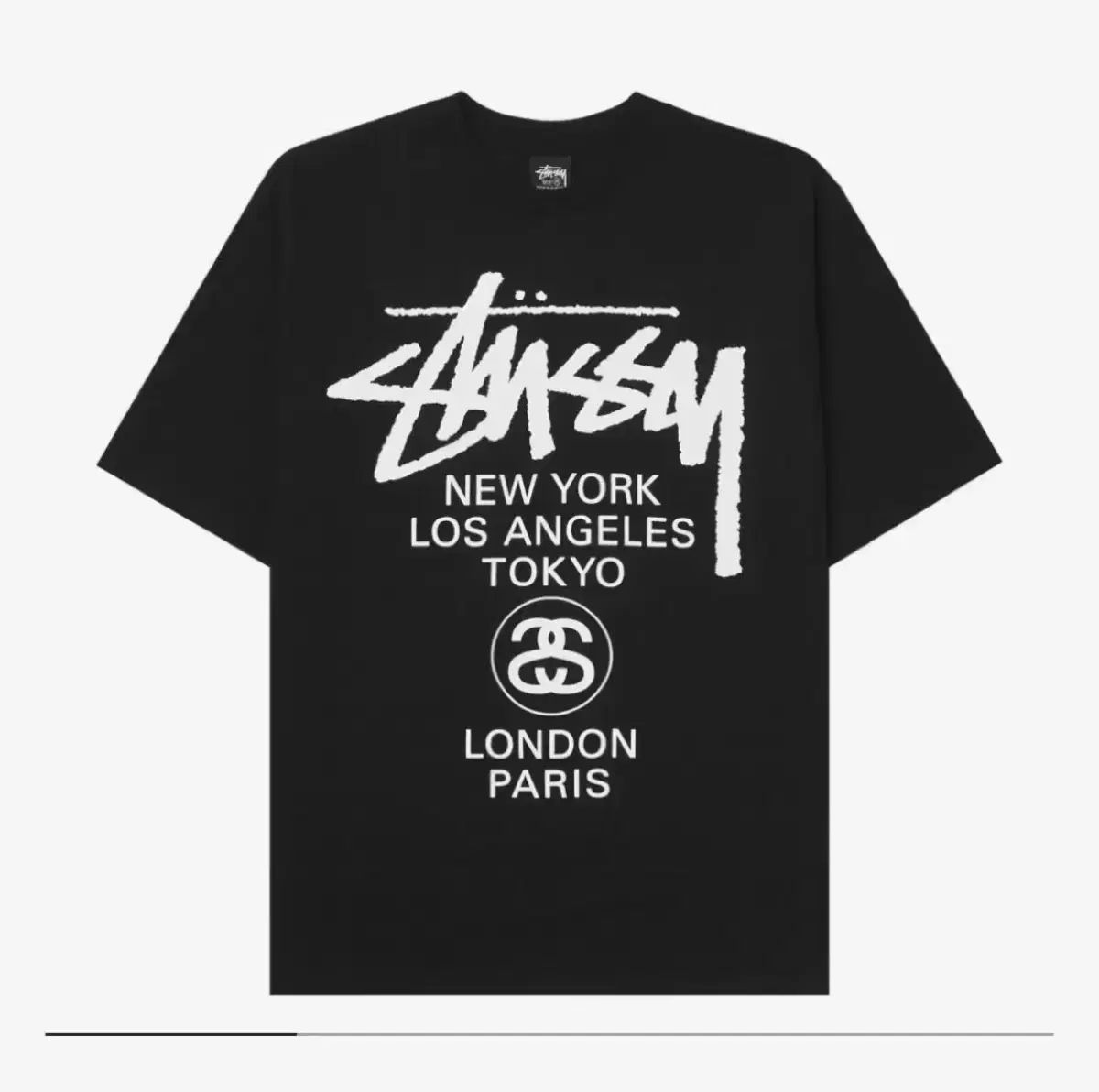 STUSSY ステューシー ワールドツアー 半袖Tシャツ ブラック S