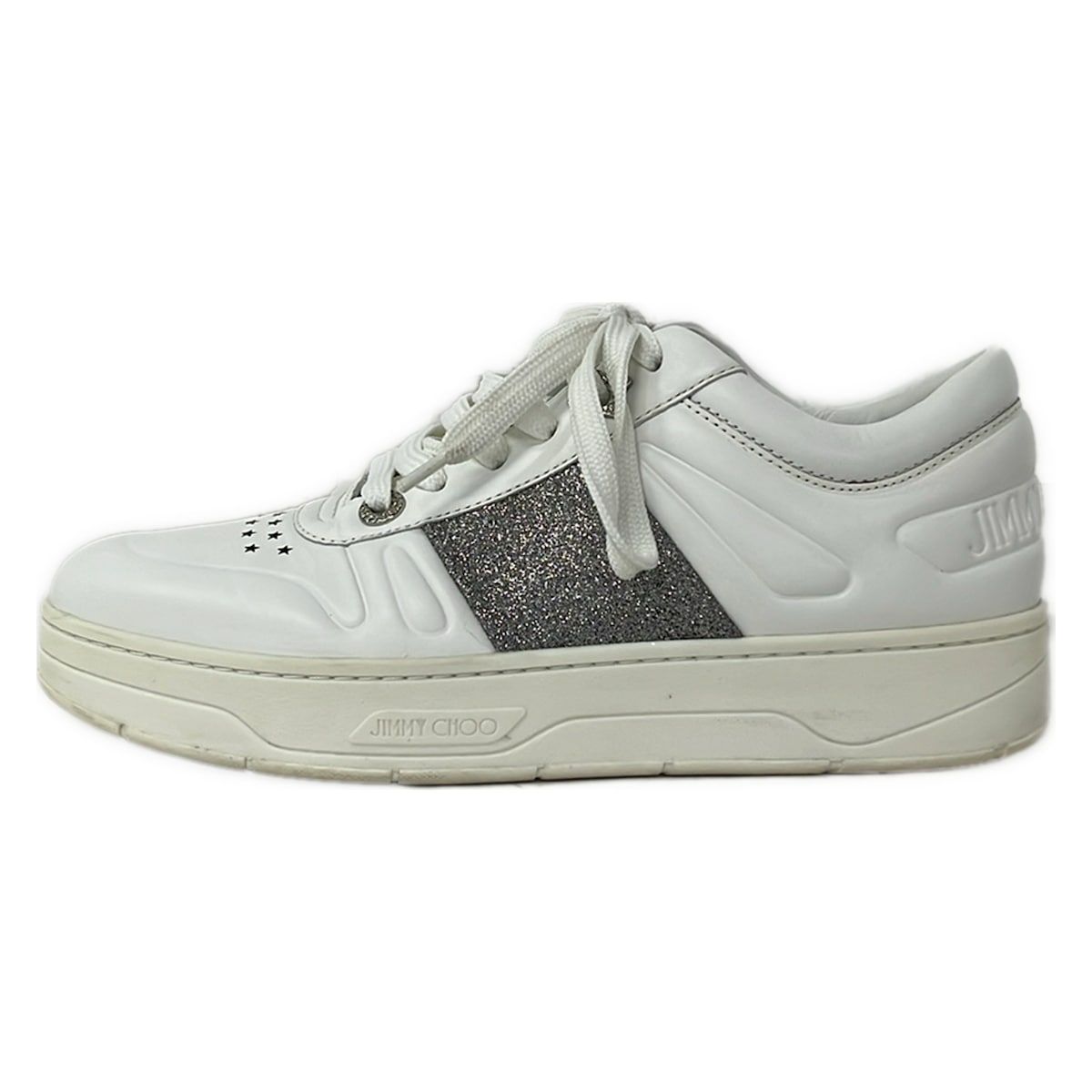 JIMMY CHOO(ジミーチュウ) スニーカー 38 レディース HAWAII 白×シルバー スター レザー