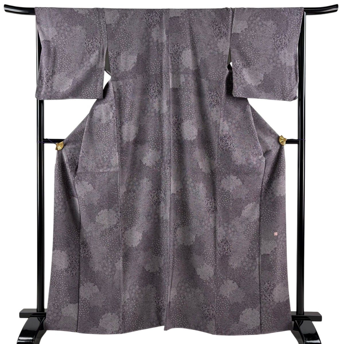 【美品】 江戸小紋 身丈166cm 裄丈67cm M 袷 落款 矢羽 宝尽くし 紫 正絹 秀品 【中古】