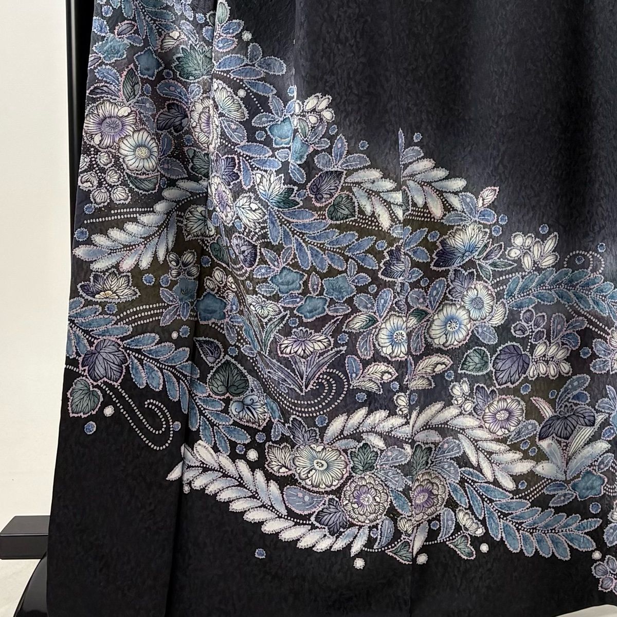 美品】 訪問着 身丈166cm 裄丈70cm L 袷 辻が花柄 金彩 ぼかし 墨色