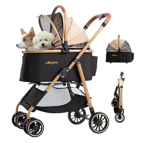 【軽量5.5KG 中?小型犬専用】MILA&LOUIS ペットカート分離型 取り外し可能 軽量ファッション 犬 カート人気 4輪耐摩耗 犬用 ベビーカー ドッグ バギー ワンタッチペットかーと折たたみ可能 ペットバギー 衝撃吸収ユニバーサルホイール後輪片足Ju
