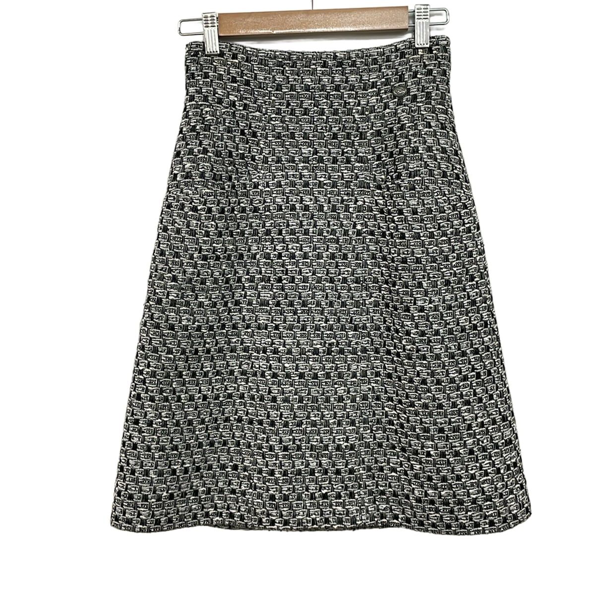 CHANEL(シャネル) スカート サイズ34 S レディース美品 - P46624 黒×グレー ひざ丈/2013年