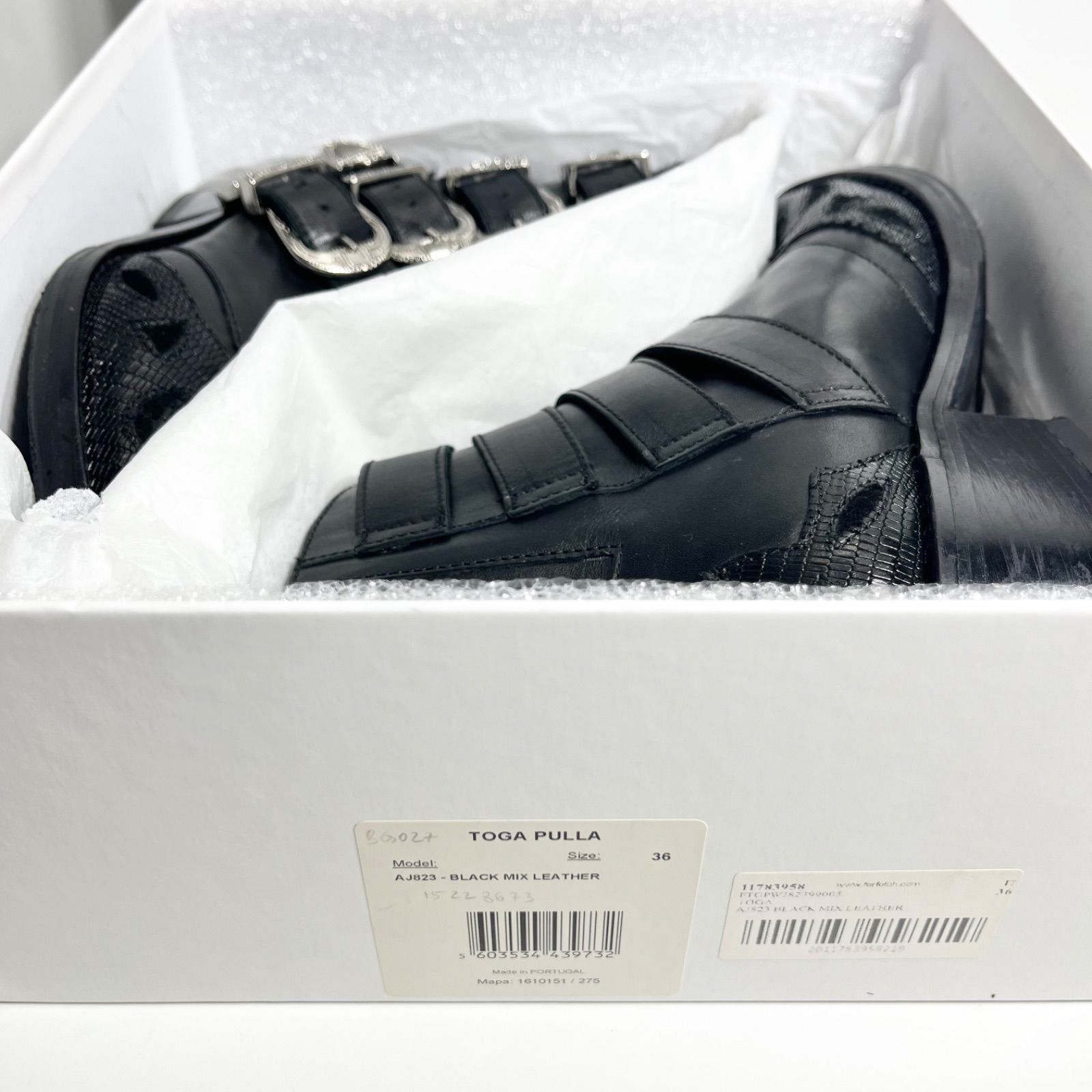 極美品】TOGA PULLA トーガプルラ 4連メタル BLACK MIX レザー ブーツ