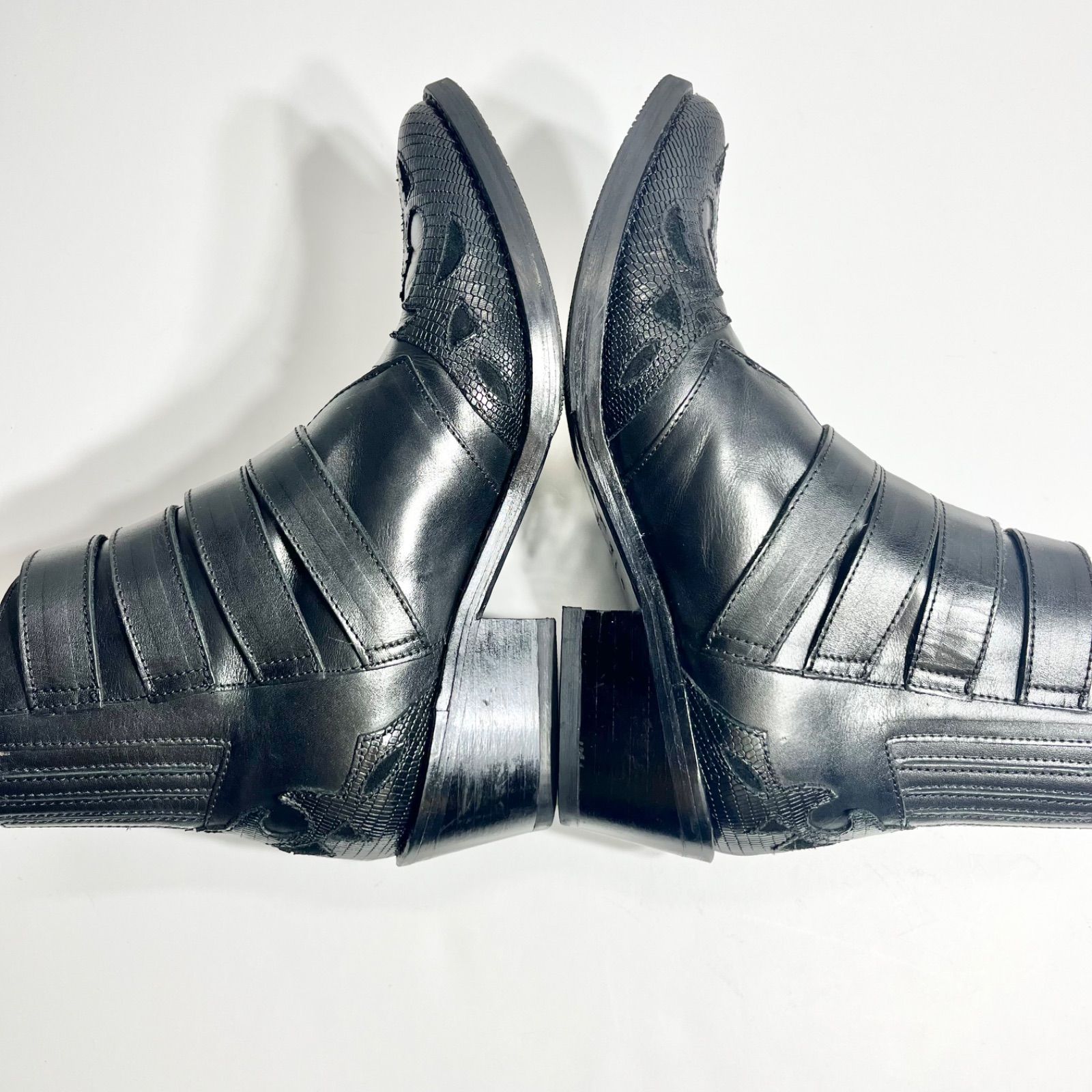 極美品】TOGA PULLA トーガプルラ 4連メタル BLACK MIX レザー ブーツ