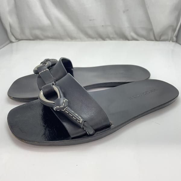 【中古】SERGIO ROSSI レザーサンダル サイズ8(約27.0cm相当) 黒 傷汚れあり[91]