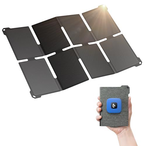 BigBlue ソーラーパネル ソーラー充電器 22W USB-A/Type-Cポート 小型 超軽量 折り畳み式 ソーラーチャージャー コンパクト IP68防水 折りたたみ式 携帯充電器 単結晶 25.4％高変換効率 軽量 防災グッズ 停電対策 アウトドアmt
