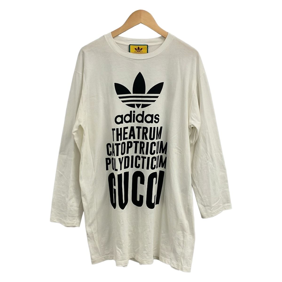 GUCCI(グッチ) 長袖Tシャツ サイズM美品 - 721393 白×黒 アディダスコラボ/クルーネック