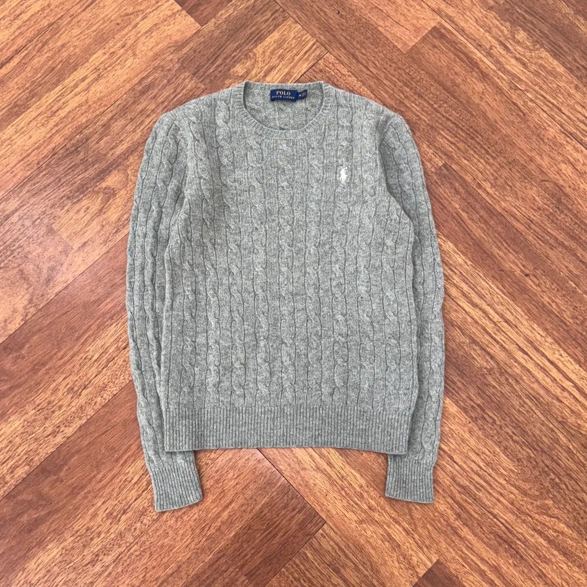レディース M ポロ ラルフローレン ケーブル カシミア ラウンドニット