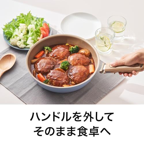 エバークック フライパンセット 4点セット（フライパン 20? 深型フライパン 26? 回転ハンドル立つ兼用カバー 20?26?用 専用ハンドルミニ） IH対応 ガス火対応 【500日保証】 PFOAフリー スモーキーブルー 着脱式 選べるシ 9fc46978