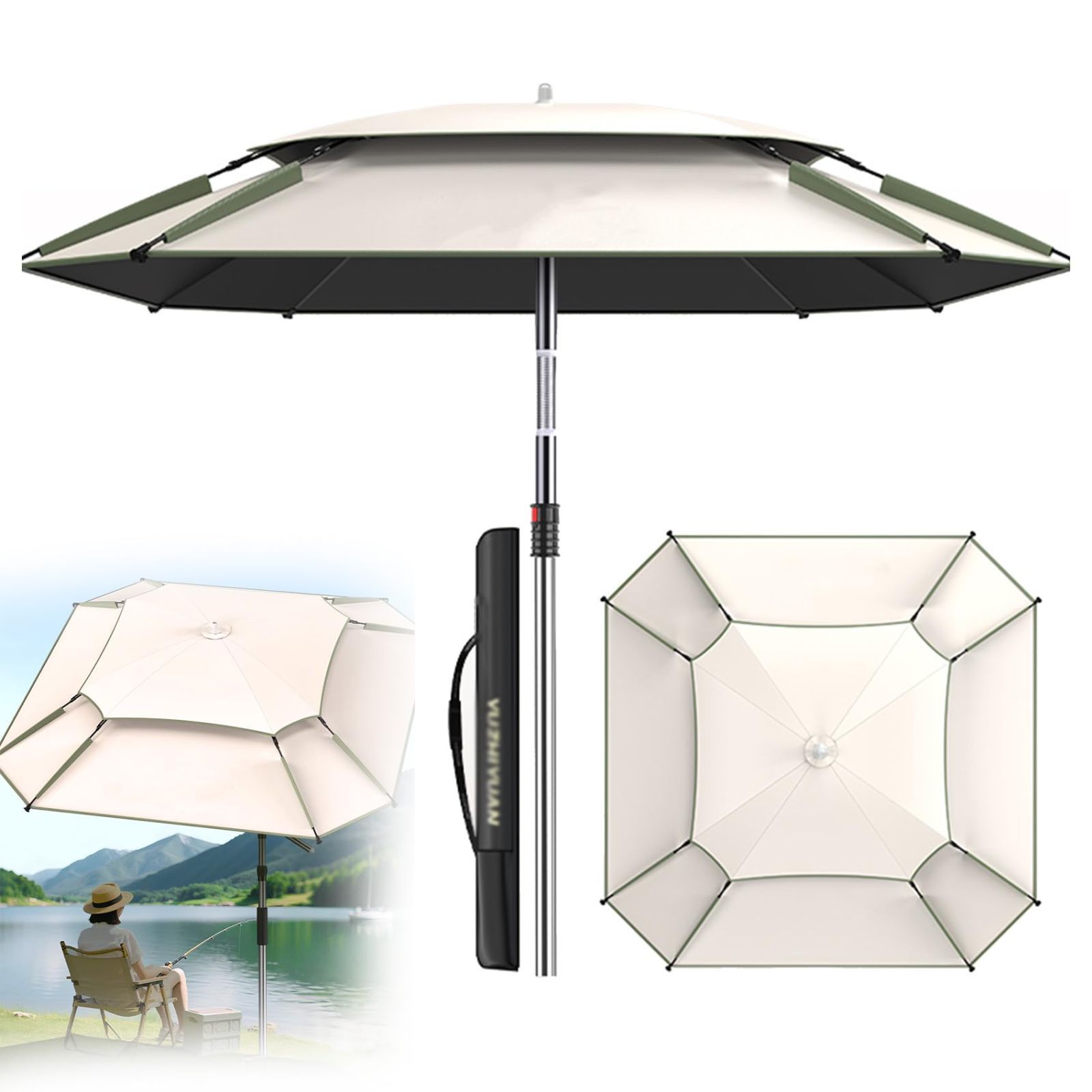 【特価商品】チルト機能付 UVカット 角度調節 太陽傘 360°回転 雨傘 アウトドア 日傘 海用傘 ビーチパラソル 釣り用傘 晴雨兼用 サンシェード傘 屋外 大型 収納バッグ付き 八角釣り傘 新し設計 A 風に強い パラソル 2.2M 釣り