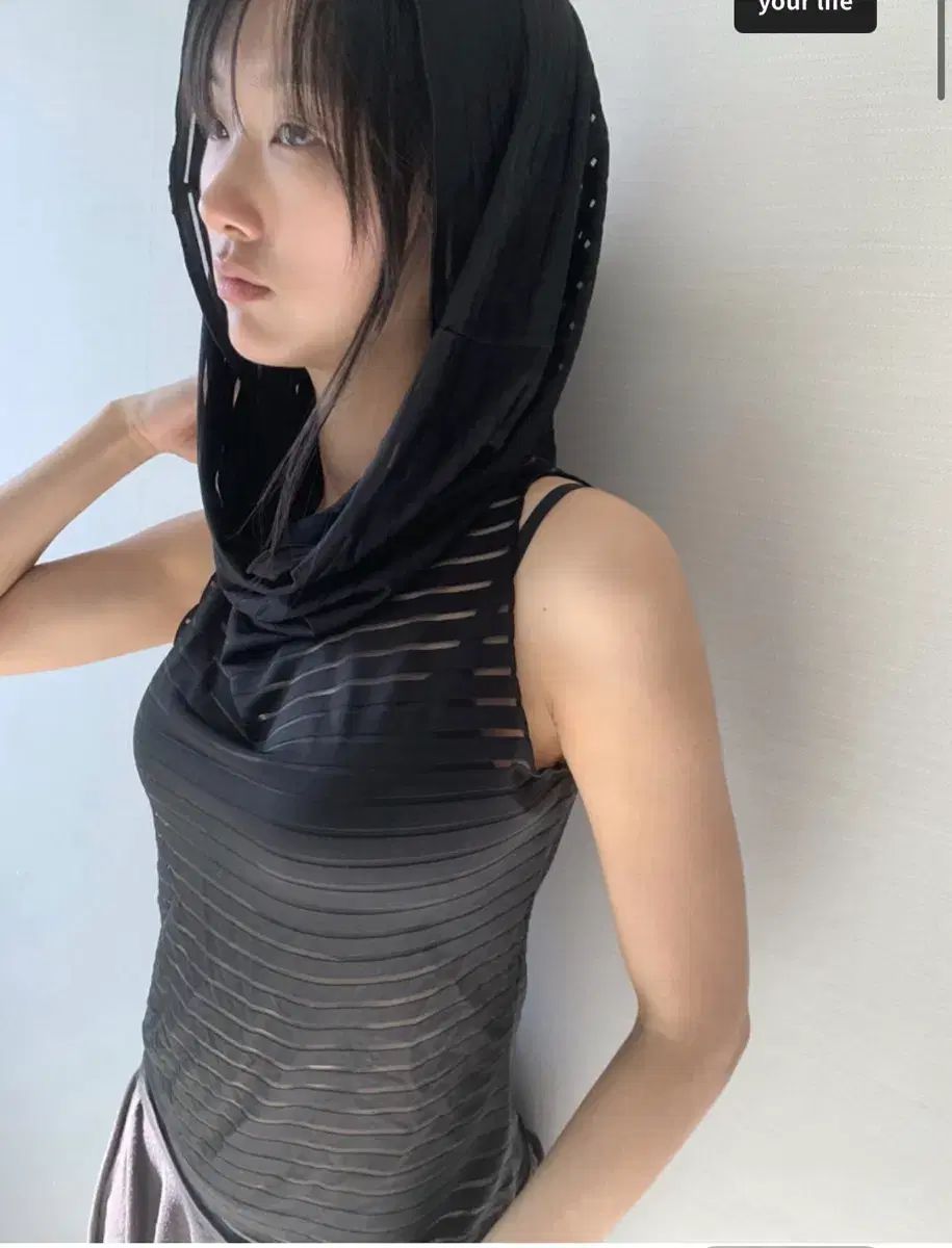 loooong neck sheer top black by ck