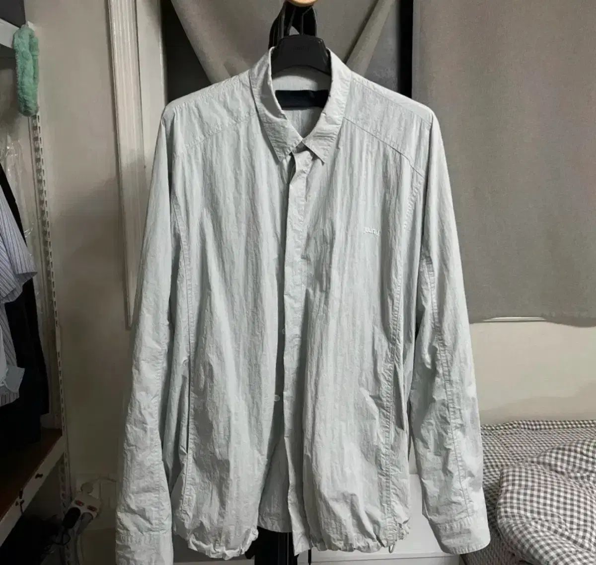Juun.J ジュンジェイ ナイロンシャツ シャーリングシャツ スカイブルー 50