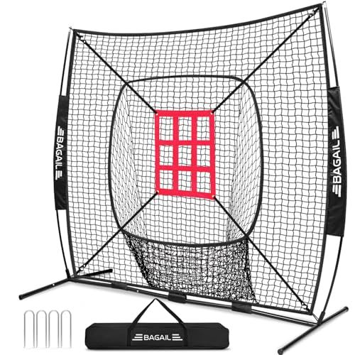 BAGIL野球ネット ベースボールネット 練習用 バッティングネット ピッチングネット スチール製 野球器具 硬式/軟式対応 打撃 投球 防球ネット ソフトボール練習ネット トレーニング 組み立て簡単 折り畳み 収納バック付き 室内 屋外用YZ