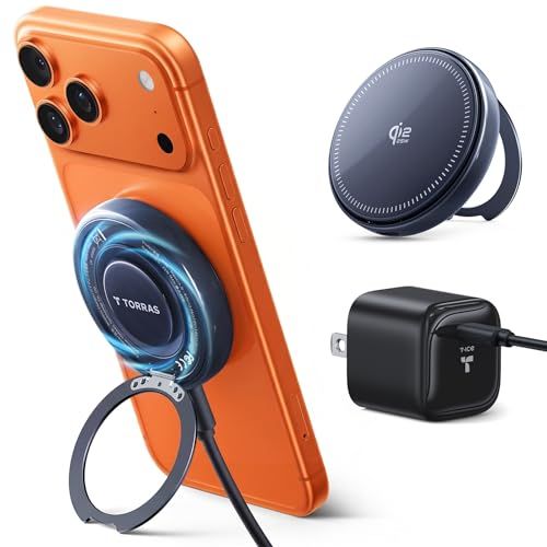 TORRAS Ostand AirCircle ワイヤレス充電器【Qi2.2認証25W×スマホ熱対策】置くだけ急速充電器 高回転ファン 放熱重視 Magsafe充電器 スマホ充電スタンド 超薄軽量 1.5m充電ケーブル＆45Wアダプタ同梱 PSE認証済み mt
