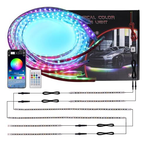 LED アンダーネオン 車 アンダーライト RGB 高輝度 車用 テープライト 防水レベルIP67 LEDテープ アンビエントライト 音楽連動 12v 音楽同期 210種類発光パターン マルチカラー 1600万色 レインボーカラー アプリコントロール 国内発送