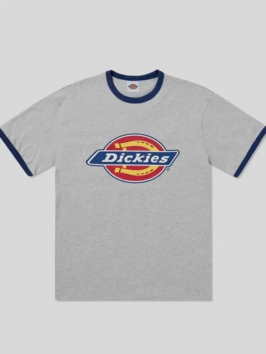 L 新品 ディッキーズ ツリー ロゴ リンガー Tシャツ グレー