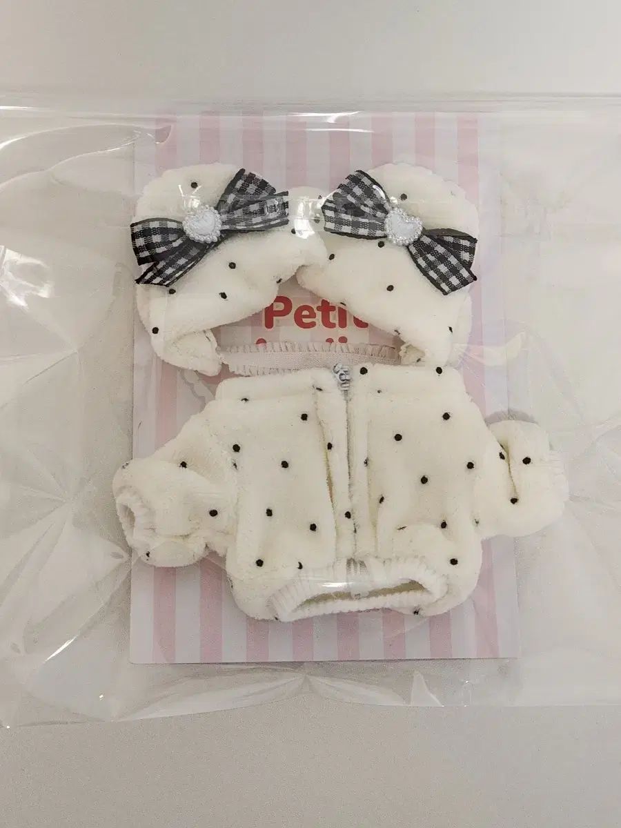 プチアトリエ 쁘아 ドット ジャージ 白 10cm ぬいぐるみ服