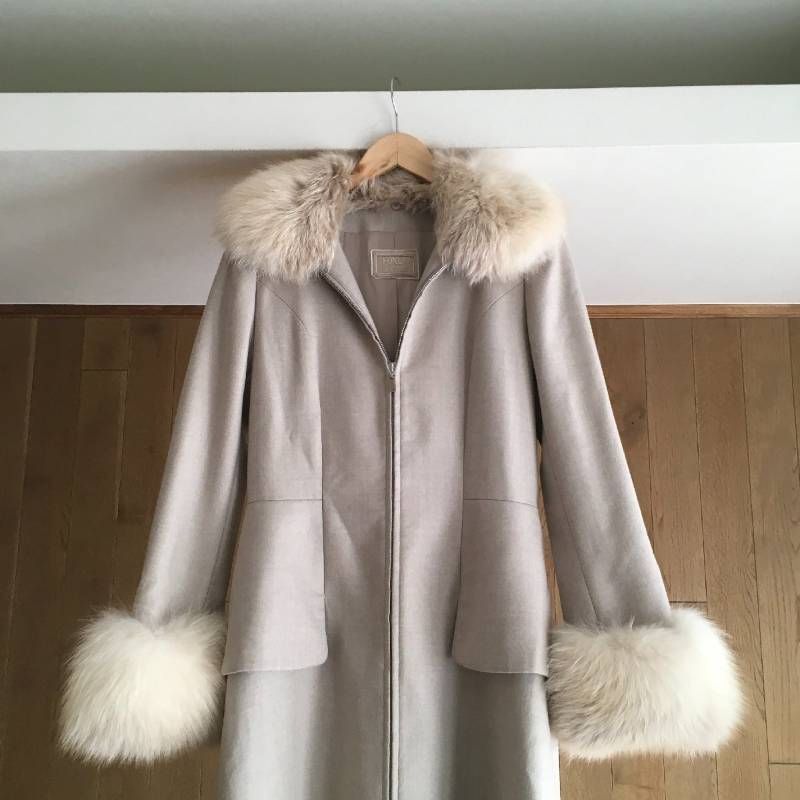 極美品 FOXEY BOUTIQUE ファー付き ロング コート38 37601