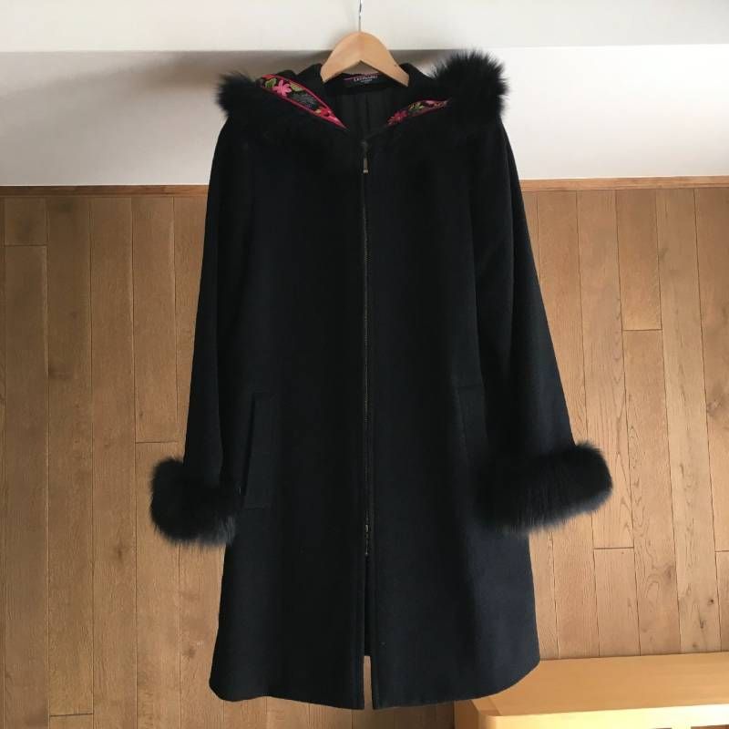 美品 LEONARD レオナールカシミヤ アンゴラ ウール フォックスファー 