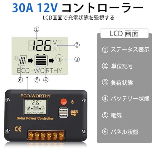 【新品】ECO-WORTHY 100W 12V ソーラーパネルキット:100W ソーラーパネル + 30Aチャージコントローラー +ケーブル+Z形ブラケット 23%変換効率 家庭用 DIY 小屋 トレーラー キャンプ用 災害対策 独立型 自作 1048f326 【新品】ECO-WORTHY 100W 12V ソーラーパネルキット:100W ソーラーパネル + 30Aチャージコントローラー +ケーブル+Z形ブラケット 23%変換効率 家庭用 DIY 小屋 トレーラー キャンプ用 災害対策 独立型 自作 1048f326