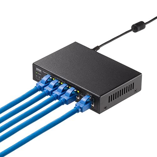 【新品】サンワサプライ スイッチングハブ ギガビット対応 PoE+ 5ポート 4ポート給電 IEEE802.3at 1ポート最大30W 合計60W 金属筐体 ファンレス LAN-GIGAPOE52 df29cad5