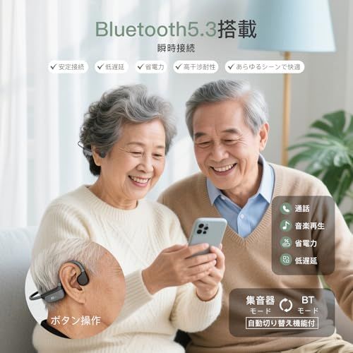 FIIL 集音器 骨伝導 高齢者 音声拡大/BT5.3音楽再生機器 【4種類モード&5段階音量調節】 耳を塞がない 騒音を軽減 簡単操作 室内外兼用 父の日/母の日/敬老の日【寄り添いケア、心温まるアイテム】/ e0449cb0