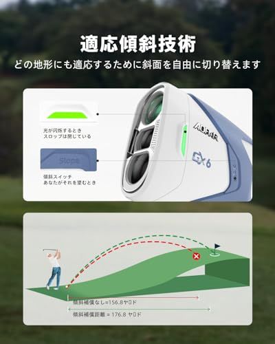 AOFAR ゴルフ レーザー距離計 GX6 0.02秒高速測定 ±0.5yd高精度 1000yd スロープON/OFF ピンロック機能 充電式 距離測定器 小型軽量 マグネット吸着 7倍望遠 防水 競技対応/ bfa5770b