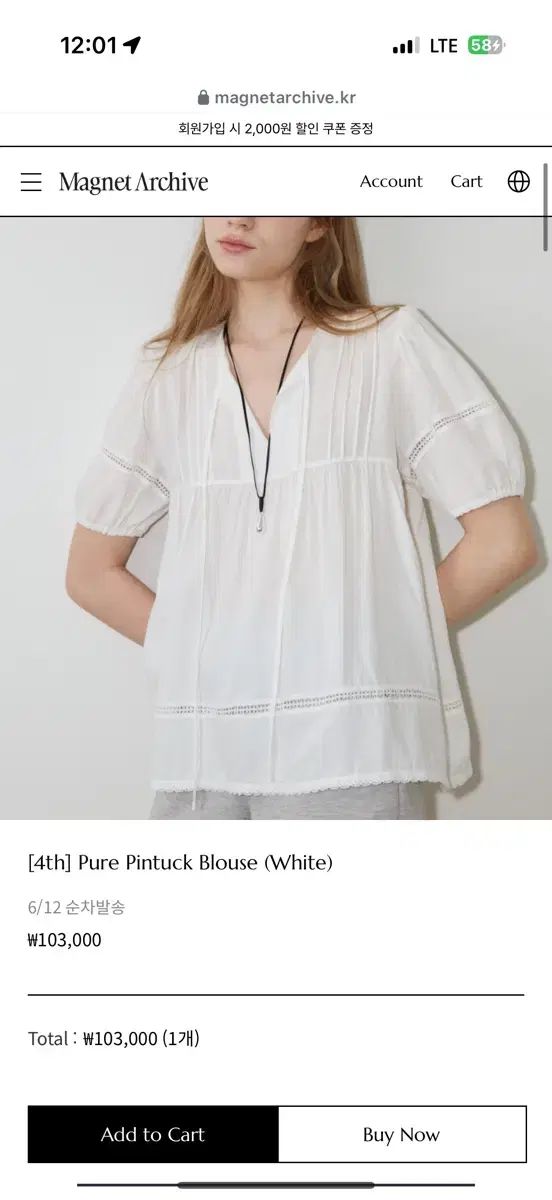 Pure Pintuck Blouse (White) magnet / 麻 マグネット