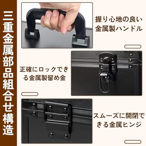 工具箱 ツールボックス 大型 アルミニウム合金製 軽量 大容量 工具収納ケース 工具入れ 防錆 耐衝撃設計 精密機器 メンテナンス 収納 運搬用 45*24*25cmJu