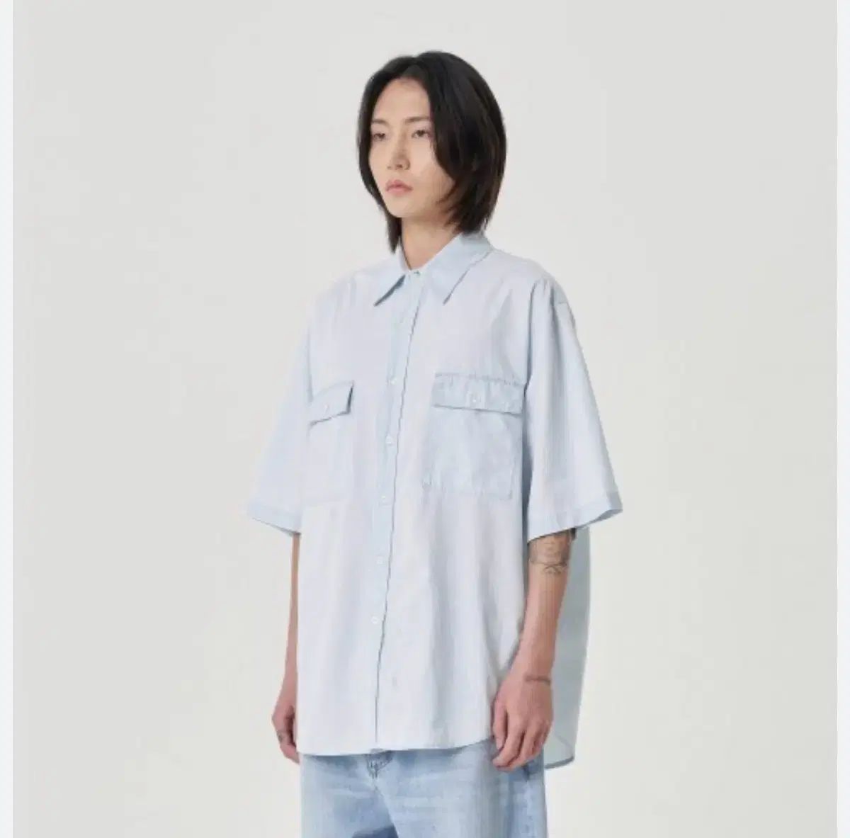 NOUN ワイド ポケット デニム 半袖 シャツ 1 サイズ